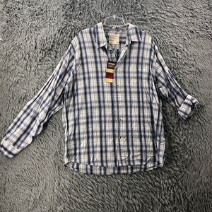 Wrangler Shirt Mens XL Button Up NWT True Fit Striped Blue White Long Sleeve